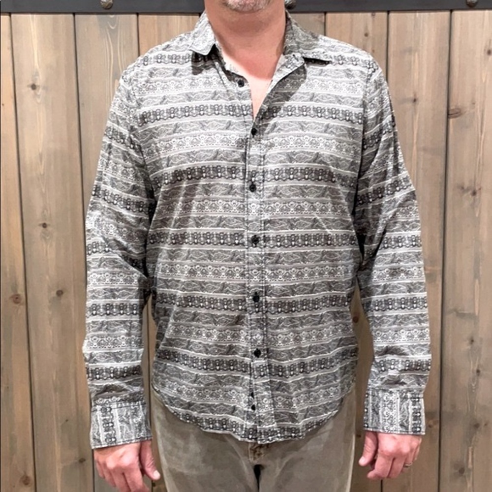 Men's Patterned Dress Shirt - Gray